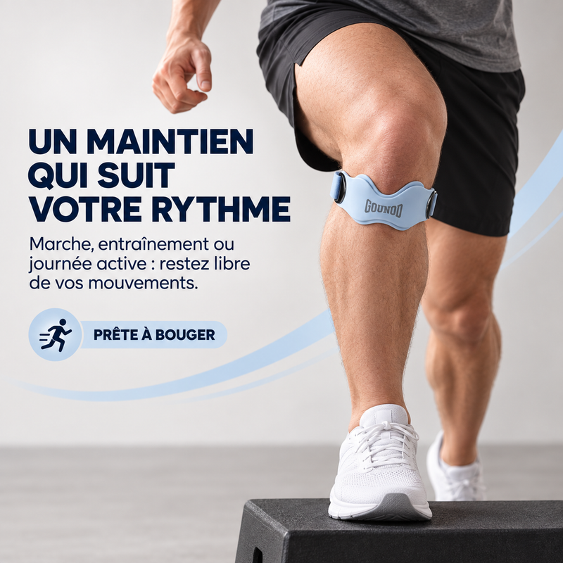 Sportif réalisant un step-up avec une genouillère rotulienne Velox